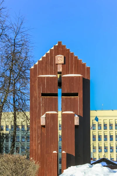 2012 Minsk Belarús Una Iglesia Católica Plaza Independencia Minsk Bielorrusia —  Fotos de Stock