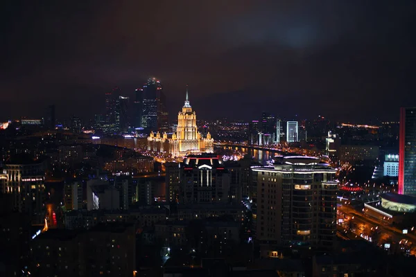 Top View Till Moscow City Och Hotell Ukraina Från Nya — Stockfoto