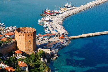 Kızıl Kule kule Alanya Yarımadası'nda, Antalya bölgesinde, Türkiye, Asya. Ünlü turizm hedef. Osmanlı İmparatorluğu.