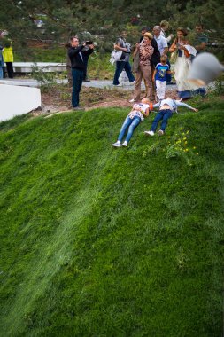 Moskova - 11 Eylül 2017: Açılış Park Zaryadye, Kızıl Meydan, Moskova, Rusya yakın merkezi modern park. Proje bir Mimarlık Bürosu Diller arasında + Renfro.