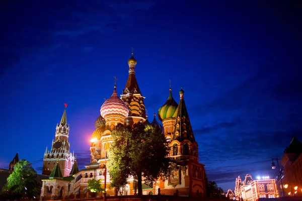 Catedral San Basilio Kremlin Atardecer Moscú Rusia — Foto de Stock