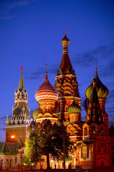 Catedral San Basilio Kremlin Atardecer Moscú Rusia — Foto de Stock