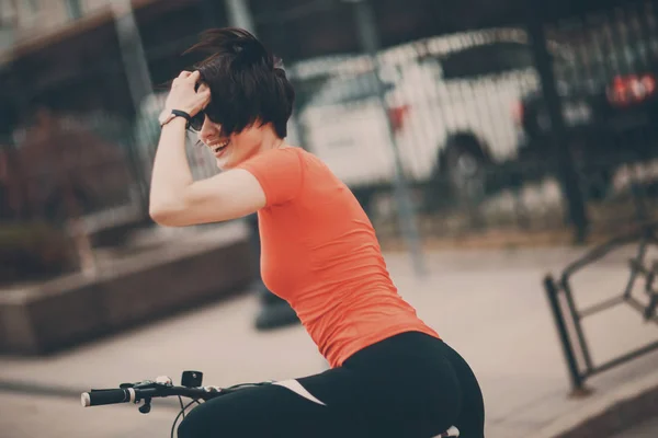 Jeune Femme Vélo — Photo