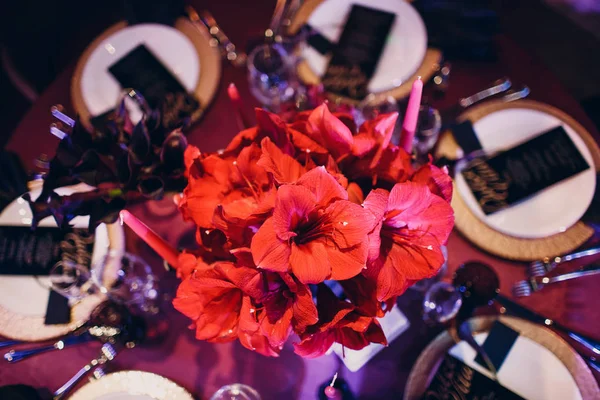 Decoração Casamento Tons Preto Vermelho — Fotografia de Stock