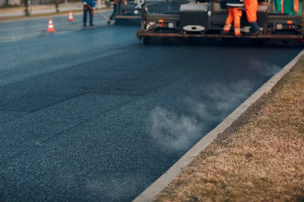 Asphalt Paving Mesin Berang Berang Dan Mesin Tumbuk Konstruksi Jalan — Stok Foto