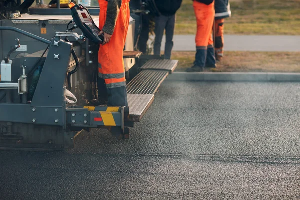 Asphalt Paving Mesin Berang Berang Dan Mesin Tumbuk Konstruksi Jalan — Stok Foto