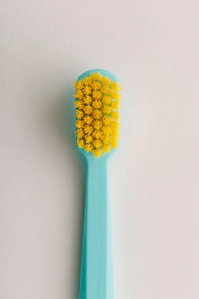 Yellow Bristle Toothbrush Macro Shot — Stok Foto