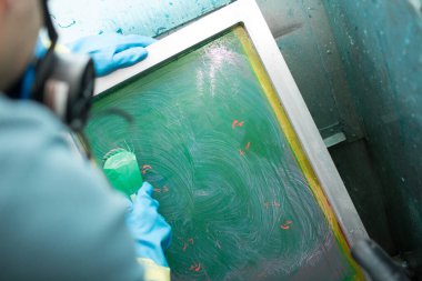 İpek ekran yazdırma. Serigrafi. Kalıp yıkama.