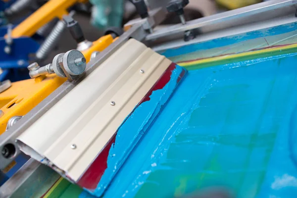 Zeefdruk Serigrafie Kleurverf Stof Plastisolverf Squeegee — Stockfoto