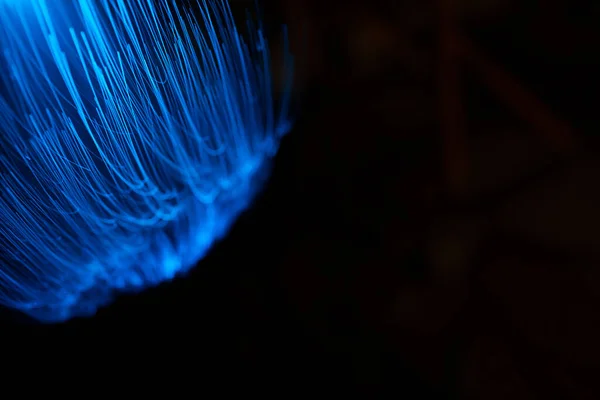 Blue Abstract Particles Lines Bokeh Blur Dark Background — Stock Photo, Image