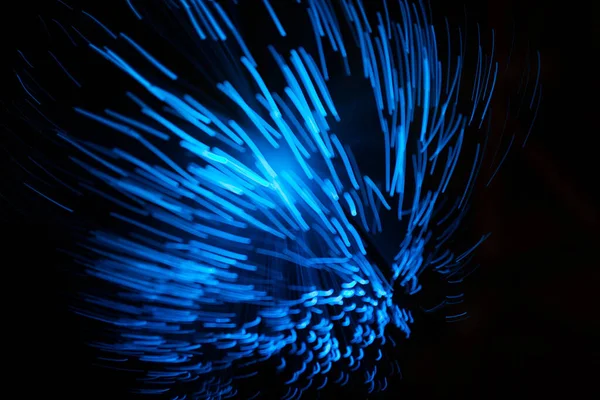 Blauwe Abstracte Deeltjes Lijnen Met Bokeh Wazig Donkere Achtergrond — Stockfoto