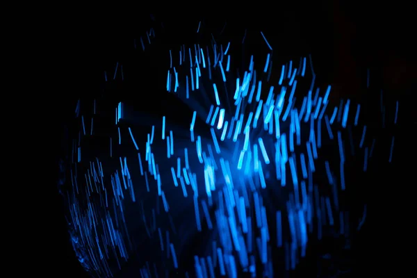 Partículas Líneas Abstractas Azules Con Bokeh Desenfoque Fondo Oscuro — Foto de Stock