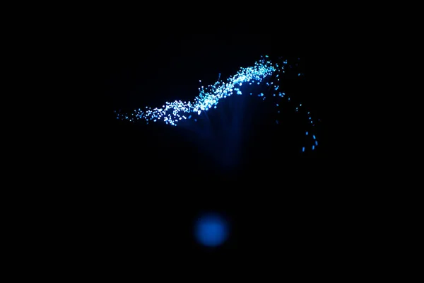 Partículas Líneas Abstractas Azules Con Bokeh Desenfoque Fondo Oscuro — Foto de Stock