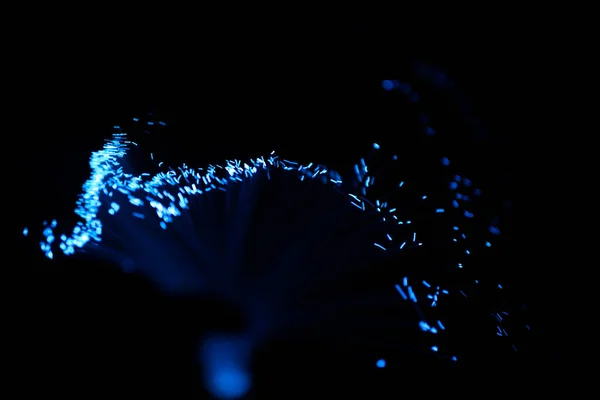 Partículas Líneas Abstractas Azules Con Bokeh Desenfoque Fondo Oscuro — Foto de Stock