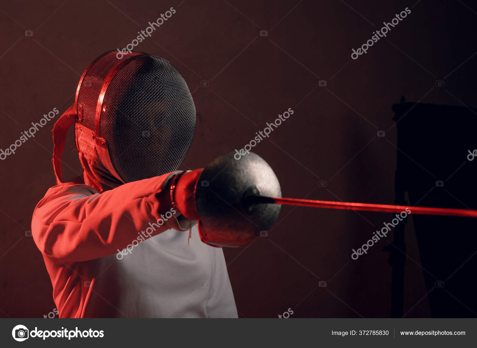 Fencer Woman Fencing Sword Stock Photo by 372785830