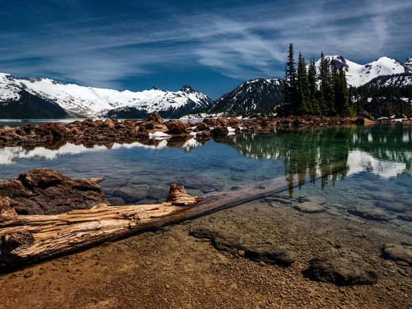 Karla kaplı dağ ve göl