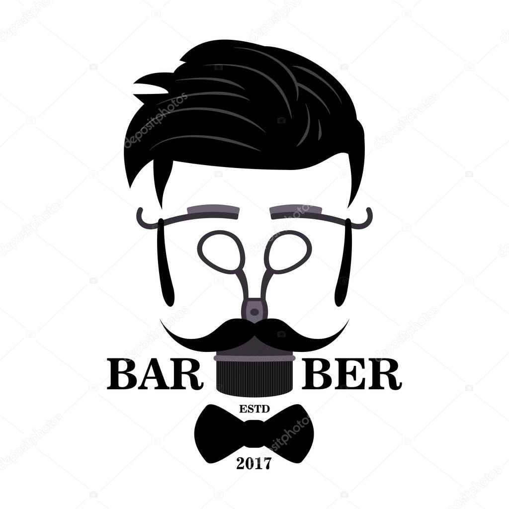 Barber Shop Hipster Silhouette Logo Hairstyle Man With Mustache