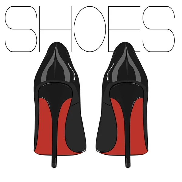 ハイヒール スティレット ベクトル靴。ファッション女性のイラスト。エレガンス レザー高級シューズ。セクシーな夜フェチ赤黒フェチ アクセサリー — ストックベクタ