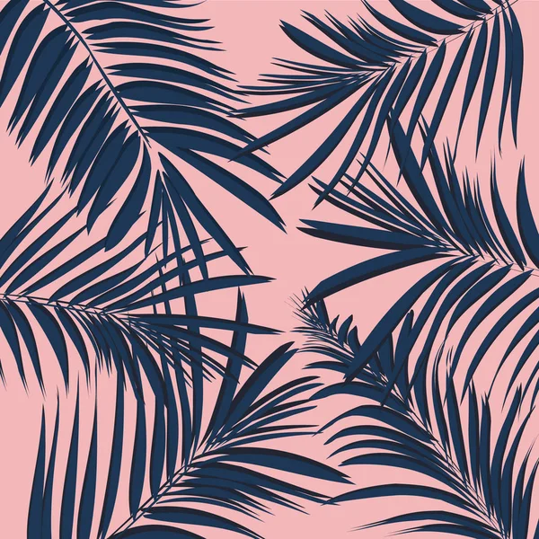 Vectoriale vara exotice florale tropicale frunze de palmier, banane în stil albastru marina roz. Fundal modern 2017. Plante flori natura tapet texture.Planta de banane — Vector de stoc