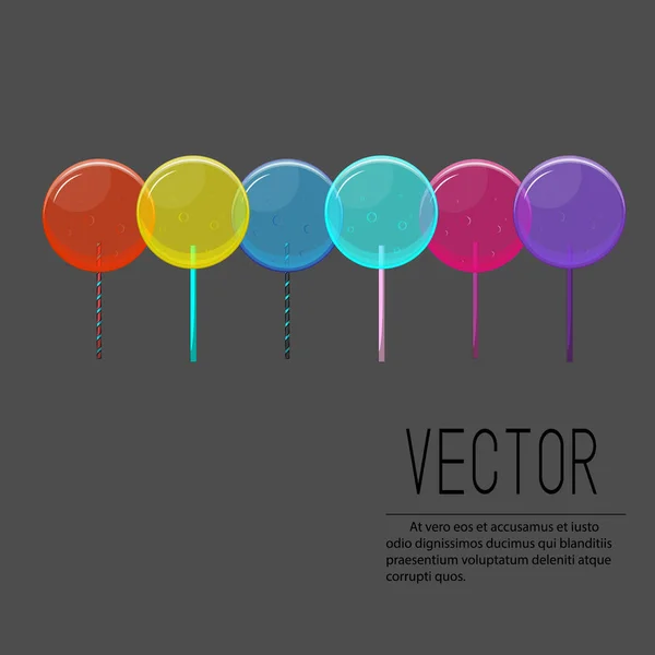 Lollipop vektorillustration. Godis färgglada godis med bubblor. Kid design collection. Glamour söt print — Stock vektor