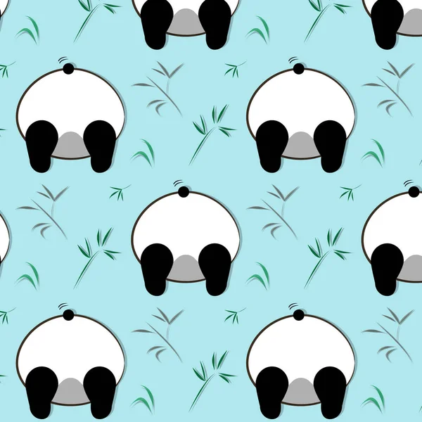 Padrão de panda engraçado vetorial. Branco urso preto desenhos animados crianças ilustração. Impressão animal selvagem. Personagem do bebê decoração —  Vetores de Stock