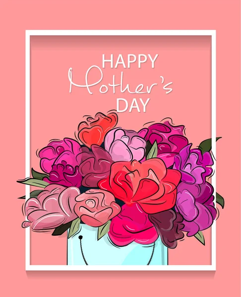 Happy Mothers Day card. Vector bloem kunst. De poster van het voorjaar met bloemen sjabloon. Abstracte vakantie uitnodiging banner. Moeder groet decoratie afdrukken. — Stockvector