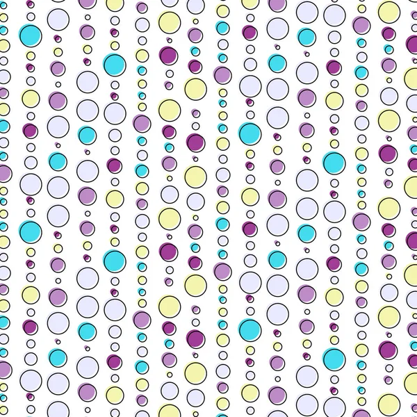 Cirkel terugkeerpatroon. Polka dot textiel sieraad. Creatieve textuur decoratie. Mozaïek geometrische grappige afdrukken — Stockvector