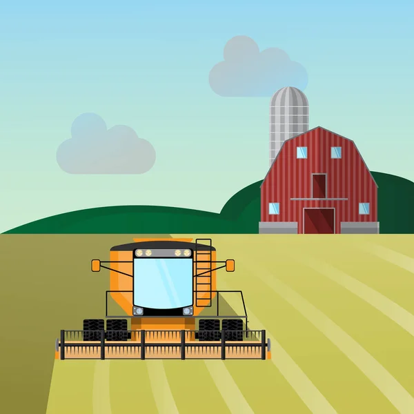 Combine-harvester a vector illustration isolated — Stock Vector