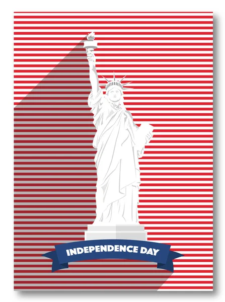 Плакат Дня вектора США. Карточка Дня Независимости, статуя Свободы. 4 июля поздравительный плакат на фоне звезд. Праздник объединенной Америки. Патриотическое оформление национального символа — стоковый вектор