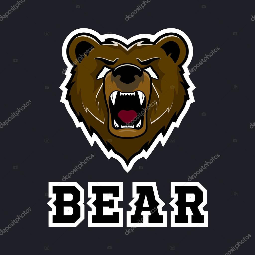 Modern professional grizzly bear logo for a sport team