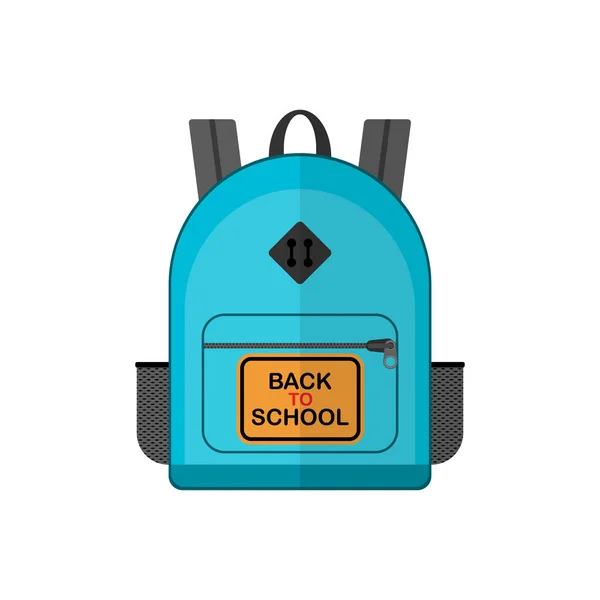 Zurück zur Schulillustration. Vektorblauer Rucksack. Studenten-Clipboard. Kinder lernen Vorlage. flache Bauweise — Stockvektor