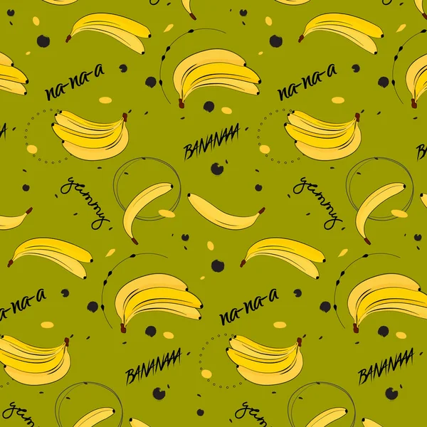 Βιταμίνη μπανανών νόστιμο μοτίβο. Τροπικό τροφίμων χορτοφάγος οργανικό υπόβαθρο. Εξωτική μπανάνα σχεδίασης. Yummy παραλία καλοκαίρι κάλυψη — Διανυσματικό Αρχείο