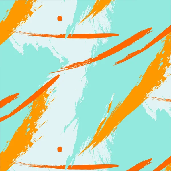 Composición a mano alzada de fantasía de contraste de moda vectorial con patrón de pincelada naranja menta. Velocidad estilo arte dinámico. Mancha moderna grunge fondo — Vector de stock