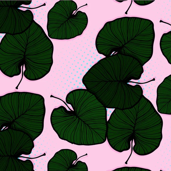 Векторное знамя природы. Плакат тропических вибраций с зелеными пальмовыми листьями и цитатой. Концепция экзотических летних листовок. Современная реклама джунглей. Модный рисунок праздничного сезона 2018 года — стоковый вектор