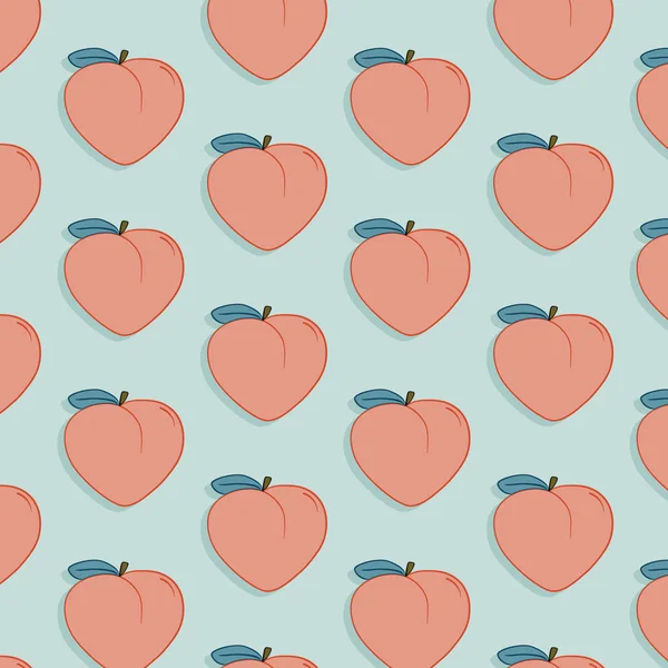 Διάνυσμα νόστιμα φρούτα μοτίβο με ροδάκινο. Εικονογράφηση σχεδίασης εξωτικά μόδας τροφίμων. Γλυκιά φύση ζουμερά οργανικό μοντέρνο εκτύπωσης — Διανυσματικό Αρχείο