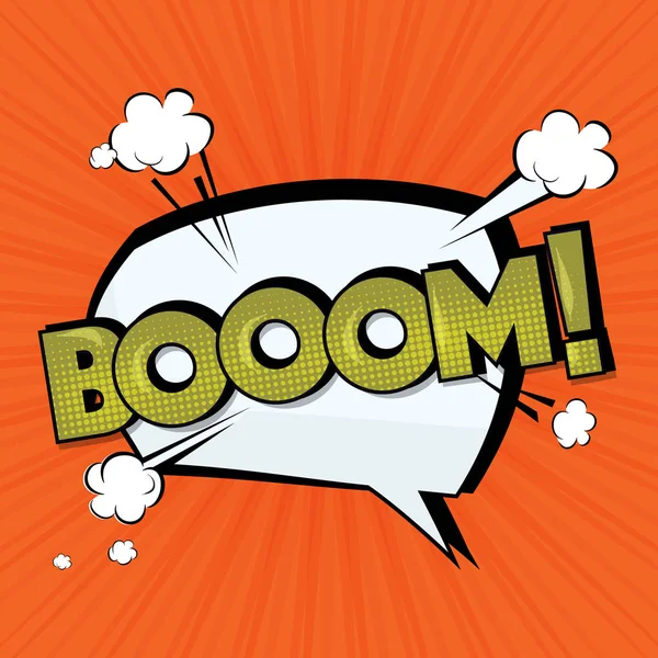 Boom Vector Comic Cloud. Étiquette pop art drôle. Lettering Boom, bombe. Effets sonores de texte comique. Bulle vectorielle icône phrase de la parole, bande dessinée exclusive étiquette de police tag expression, sons illustration. Bandes dessinées — Image vectorielle