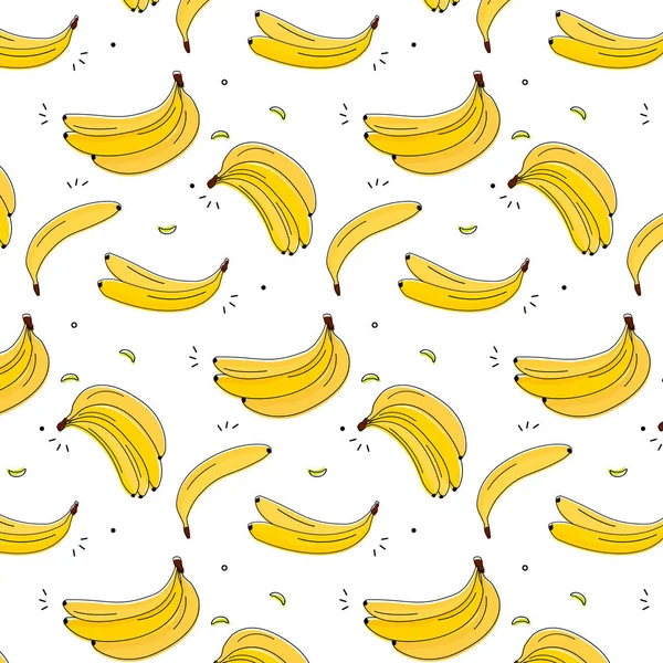 Patrón de plátanos sabrosos vitamina. Comida tropical de origen orgánico vegetariano. Dibujo de plátano exótico. Deliciosa playa cubierta de verano — Archivo Imágenes Vectoriales