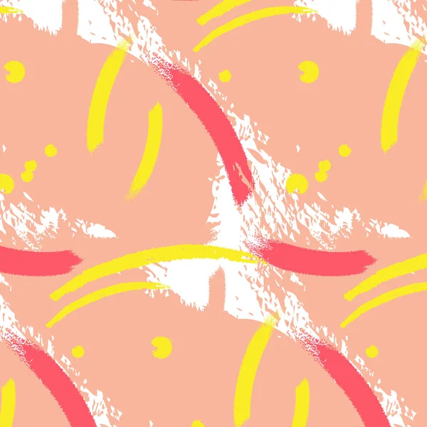 Хипстерский рисунок обёртки кистью. Ручной скандинавский поп-принт. Модная модная простая пятнистая текстура из бежевого желтого коралла — стоковый вектор