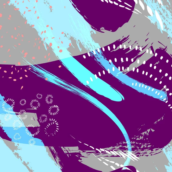 Patrón de rayas grunge azul pintado. Etiquetas violetas, fondo, textura de pintura. Pinceladas textura vectorial. Elemento contemporáneo de diseño abstracto hecho a mano . — Vector de stock