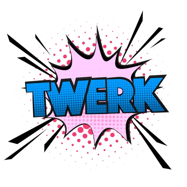 Comic speech bubble quote with emotional text twerk. Vector bright dynamic dancing cartoon illustration isolated on white background. Booty dance pop art sign — Stock Vector