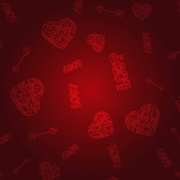 День святого Валентина. Векторний візерунок зі стрілкою червоного серця та купідонів — Безкоштовне стокове фото