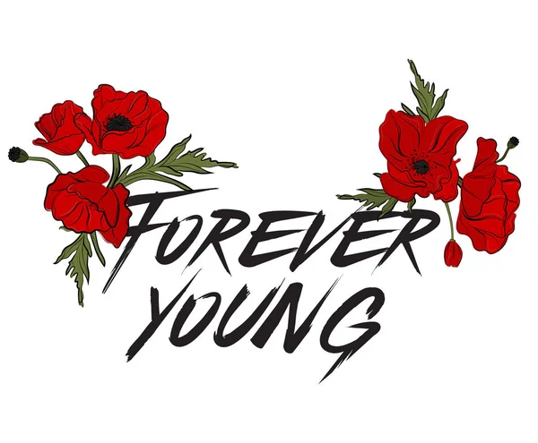 Forever Young Type Quote Creative Lettering Poster Shirt Fashion Calligraphy — Stock Vector