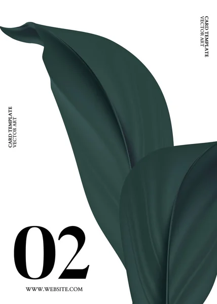 Liść Jungle ficus, prosty kontrast minimalny projekt kartki okolicznościowej. Nowoczesna realistyczna grafika 3D w wektorze, liście botaniczne. Egzotyczny wzór dżungli — Wektor stockowy