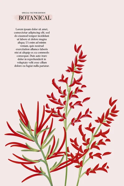 Современная красная реалистичная экзотическая цветочная свадебная пригласительная открытка, шаблон дизайна плаката, концепт-текст поздравления на тему розового пастельного вина — стоковый вектор
