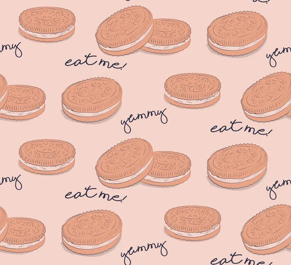 Cookie food tasty seamless pattern, kitchen design, perfect for cloth, fabrics, backgrounds — 스톡 벡터