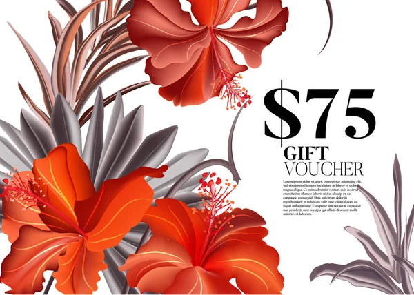 Conservez Date Fleur Rouge Hibiscus Bon Cadeau Pour Salon Fleuriste — Image vectorielle