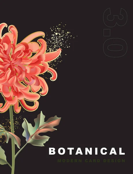 Flores y hojas tropicales de crisantemo oscuro, hoja de la selva. Ilustraciones exóticas vectoriales, elementos florales aislados. Ramo de mamás para póster, tarjeta de felicitación, invitación a la boda, fondo de pantalla. Vector . — Archivo Imágenes Vectoriales