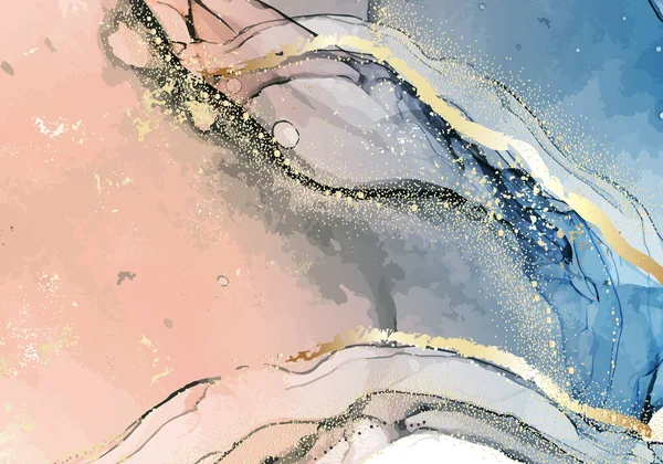 Oriental gold ink background. Contemporary abstract liquid watercolor marble backdrop. Oriental wallpaper gold design. Metallic gold pastel water design. Vector — Stock Vector