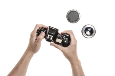 vintage fotoğraf makinesi lens ile