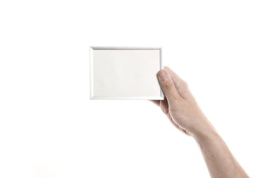 elini tutmak bir boş fotoğraf çerçevesi
